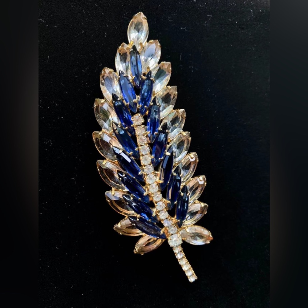Juliana Navette Crystal Leaves Brooch
